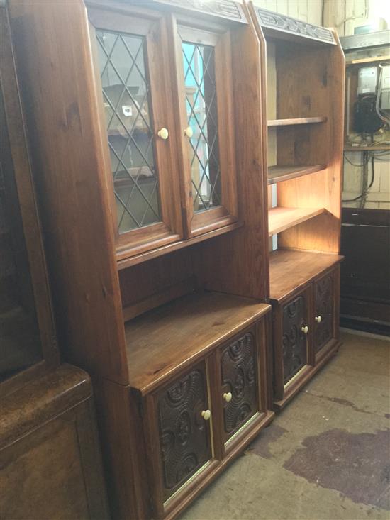 2 carved South African bookcases, one glazed(-)